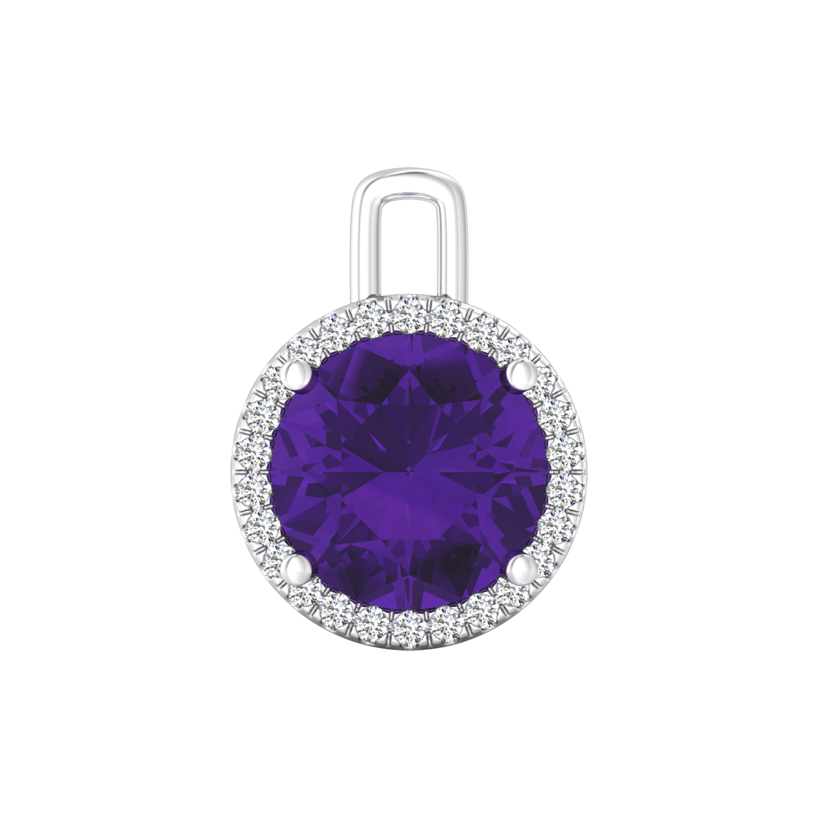 Nova diamond set pendant attachment set with a round Amethyst Gardiner Brothers White Gold