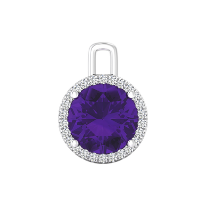 Nova diamond set pendant attachment set with a round Amethyst Gardiner Brothers White Gold