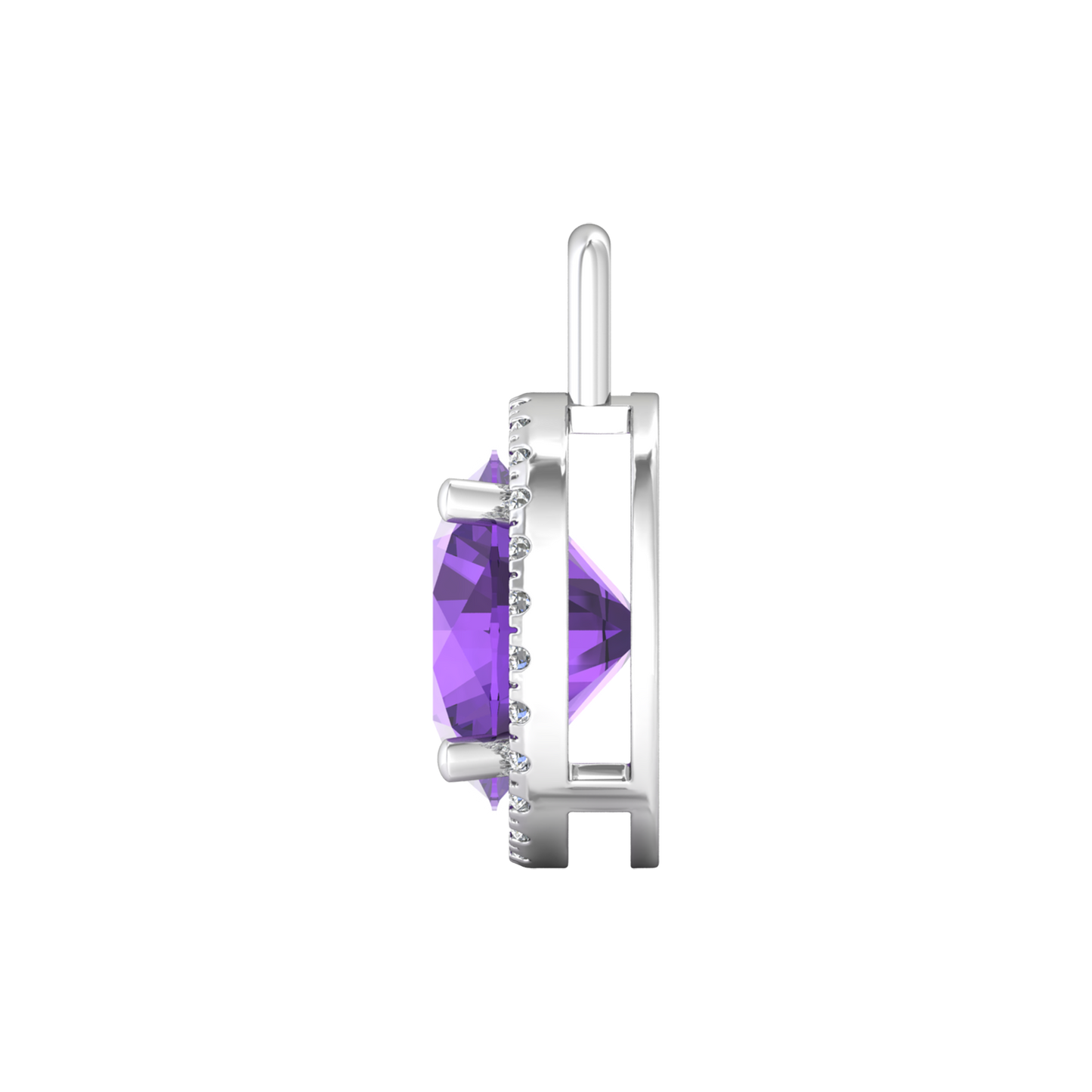 Nova diamond set pendant attachment set with a round Amethyst Gardiner Brothers