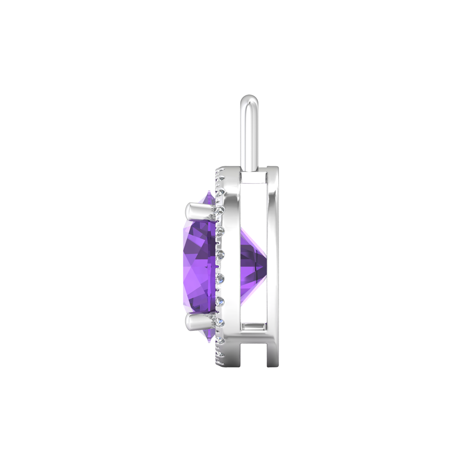 Nova diamond set pendant attachment set with a round Amethyst Gardiner Brothers