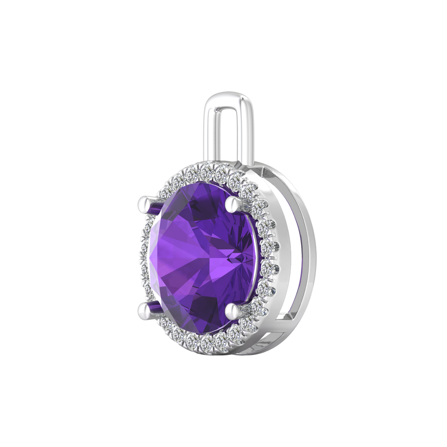 Nova diamond set pendant attachment set with a round Amethyst Gardiner Brothers