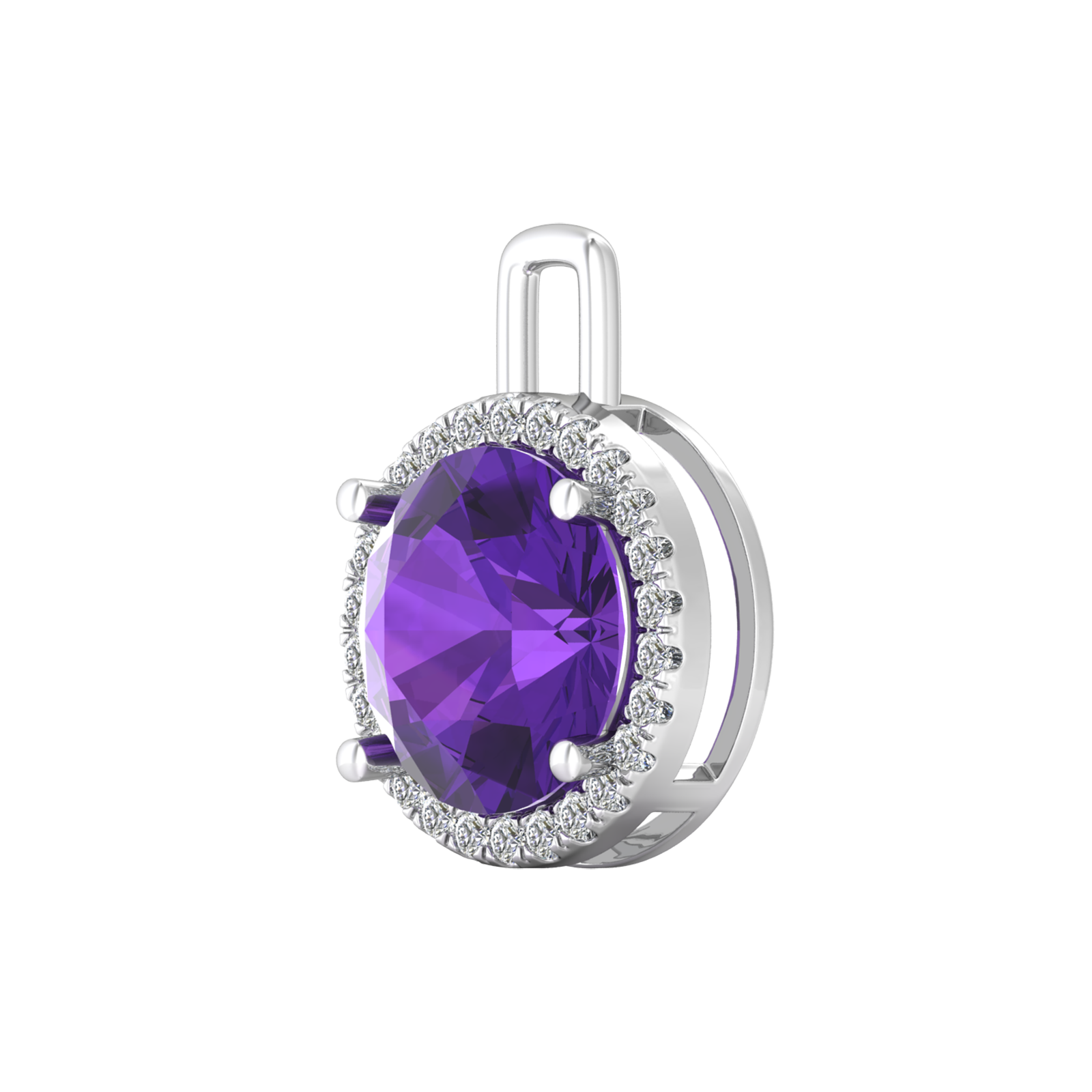 Nova diamond set pendant attachment set with a round Amethyst Gardiner Brothers