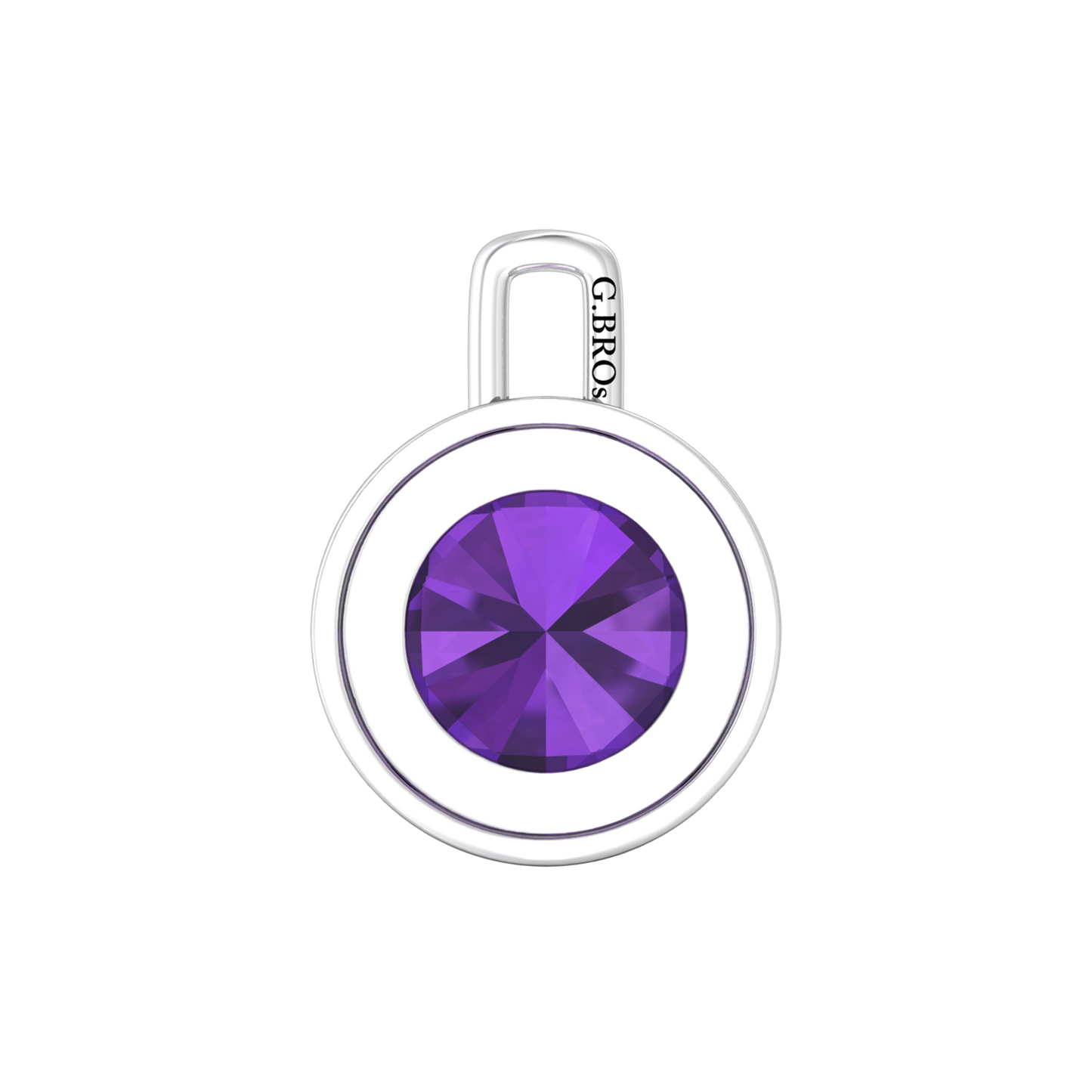 Nova diamond set pendant attachment set with a round Amethyst Gardiner Brothers