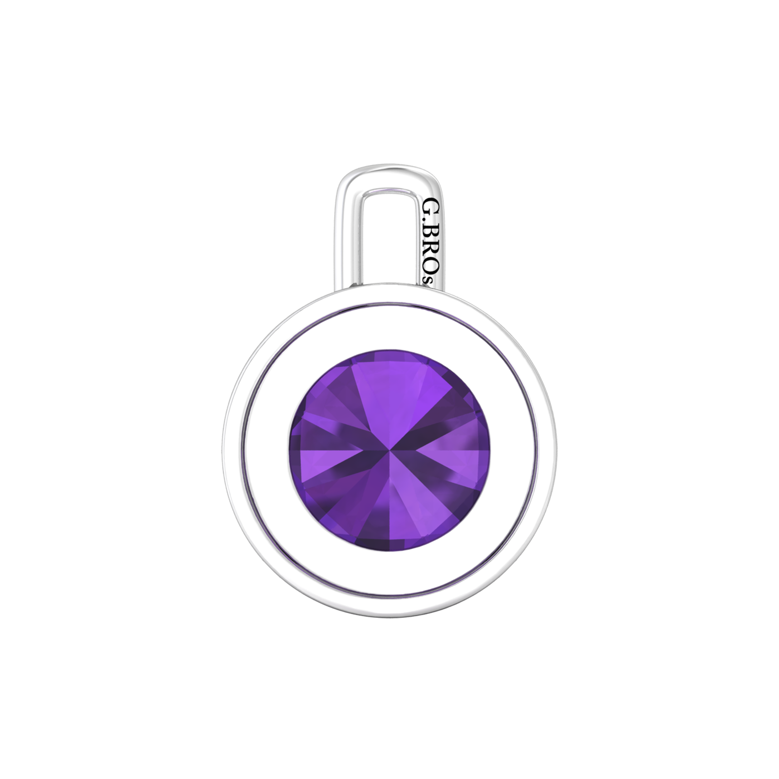 Nova diamond set pendant attachment set with a round Amethyst Gardiner Brothers