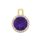 Nova diamond set pendant attachment set with a round Amethyst Gardiner Brothers Yellow Gold