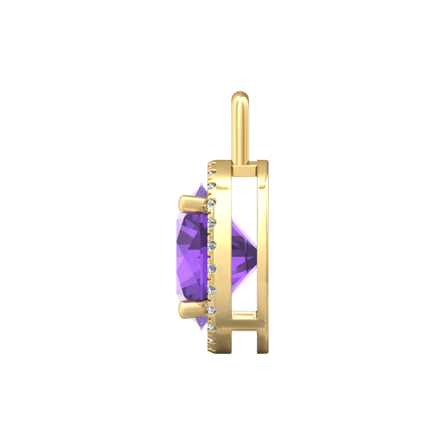 Nova diamond set pendant attachment set with a round Amethyst Gardiner Brothers