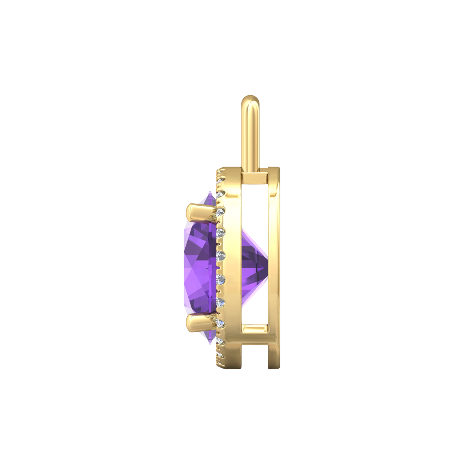 Nova diamond set pendant attachment set with a round Amethyst Gardiner Brothers