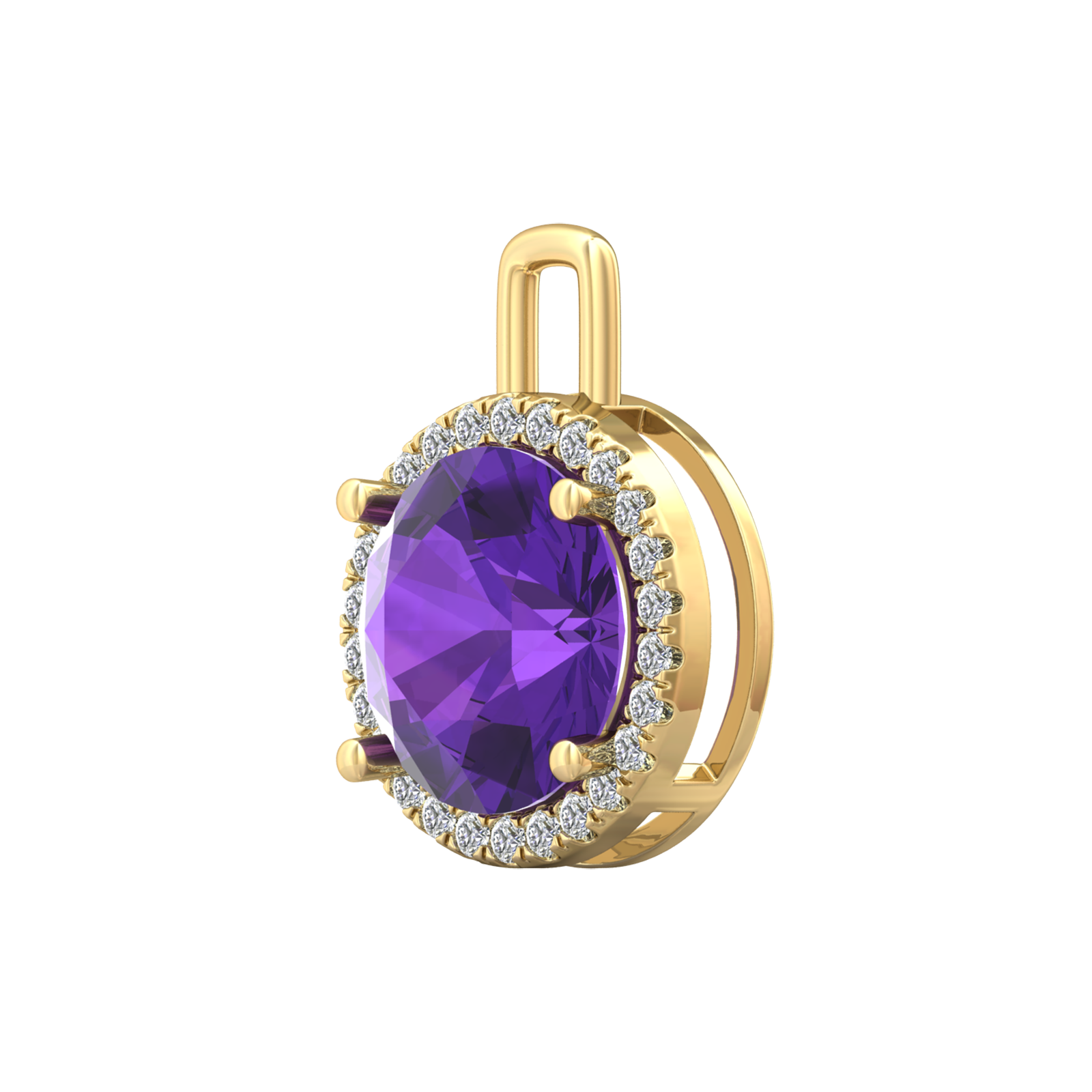 Nova diamond set pendant attachment set with a round Amethyst Gardiner Brothers