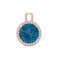 Nova diamond set pendant attachment set with a round London Blue Topaz Gardiner Brothers Rose Gold