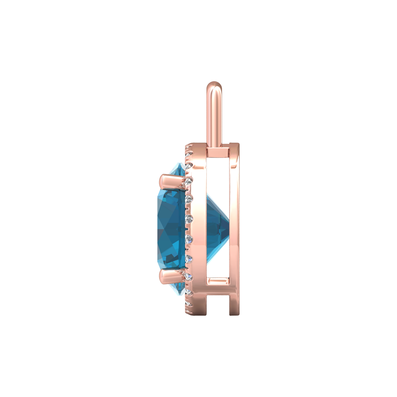 Nova diamond set pendant attachment set with a round London Blue Topaz Gardiner Brothers