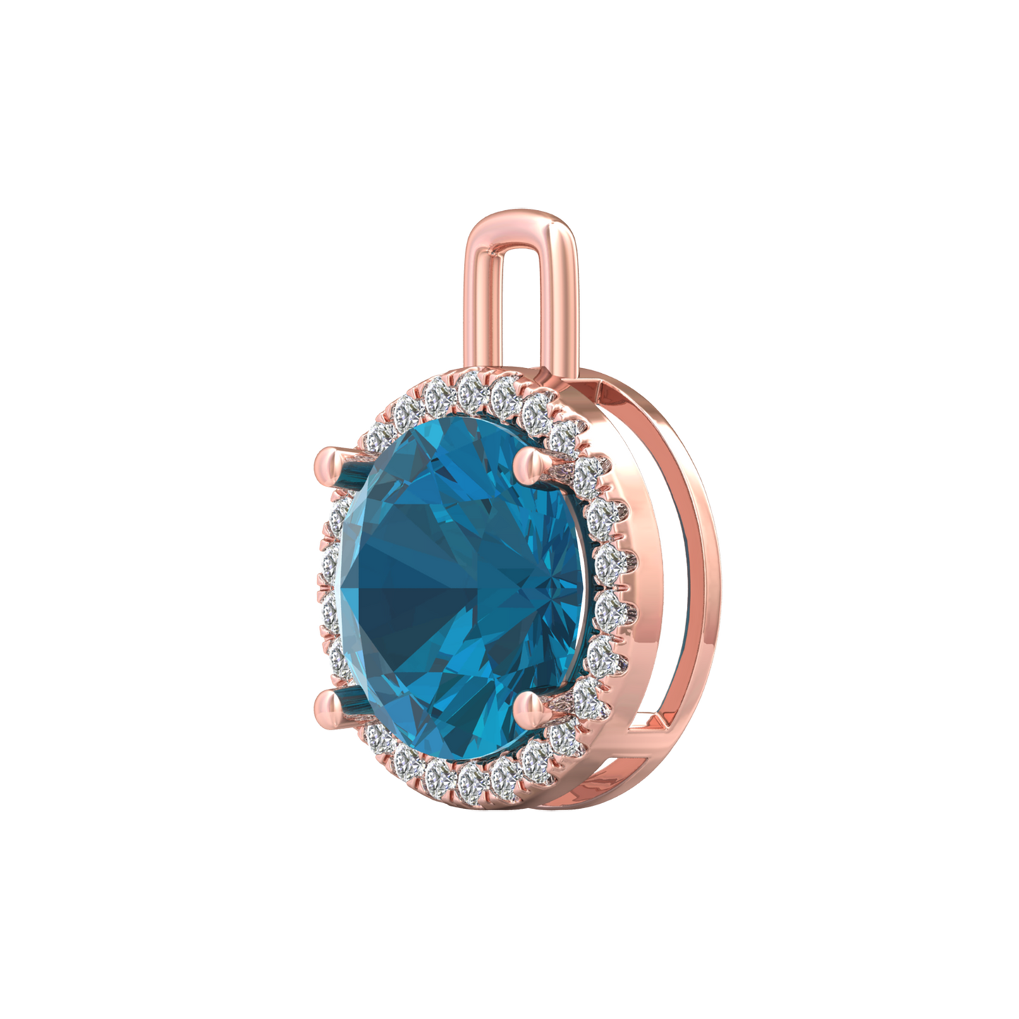 Nova diamond set pendant attachment set with a round London Blue Topaz Gardiner Brothers
