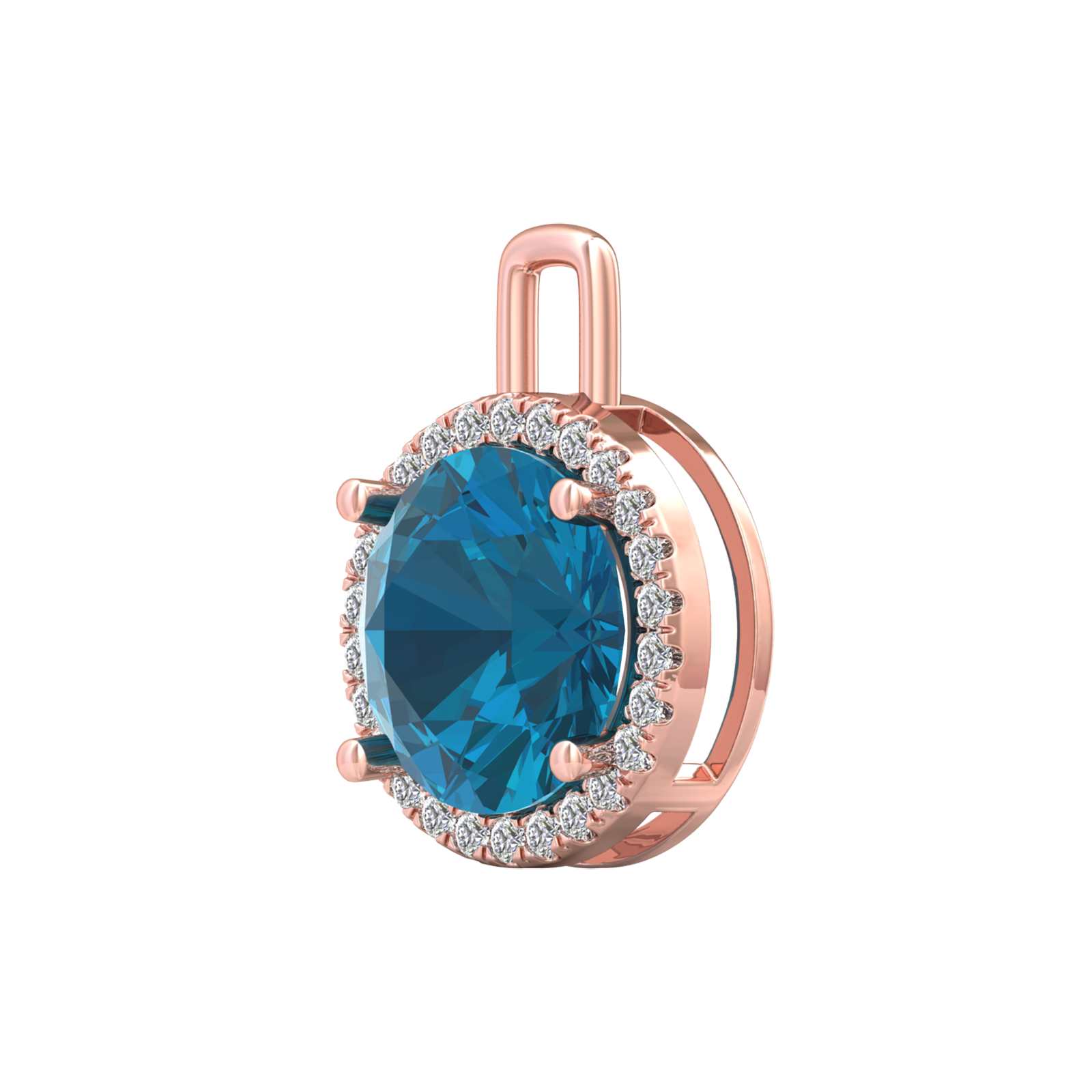 Nova diamond set pendant attachment set with a round London Blue Topaz Gardiner Brothers