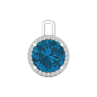 Nova diamond set pendant attachment set with a round London Blue Topaz Gardiner Brothers White Gold