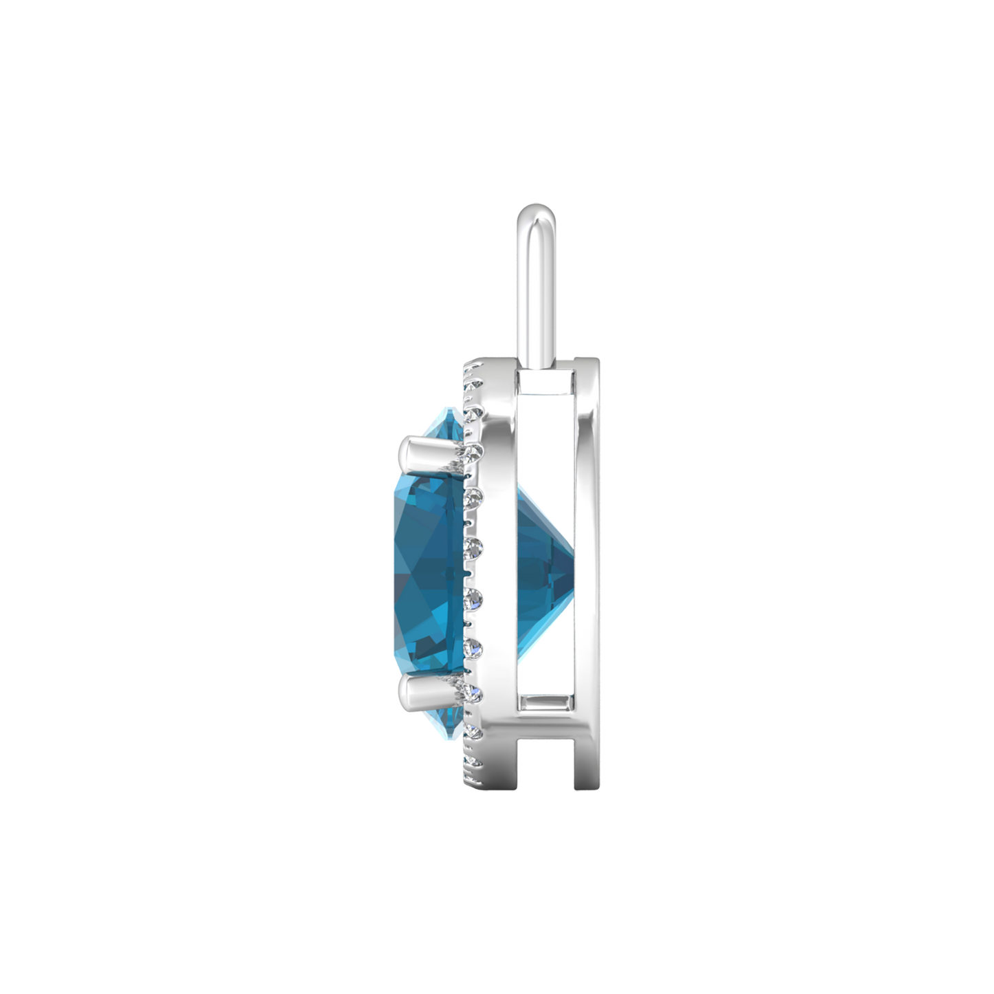 Nova diamond set pendant attachment set with a round London Blue Topaz Gardiner Brothers