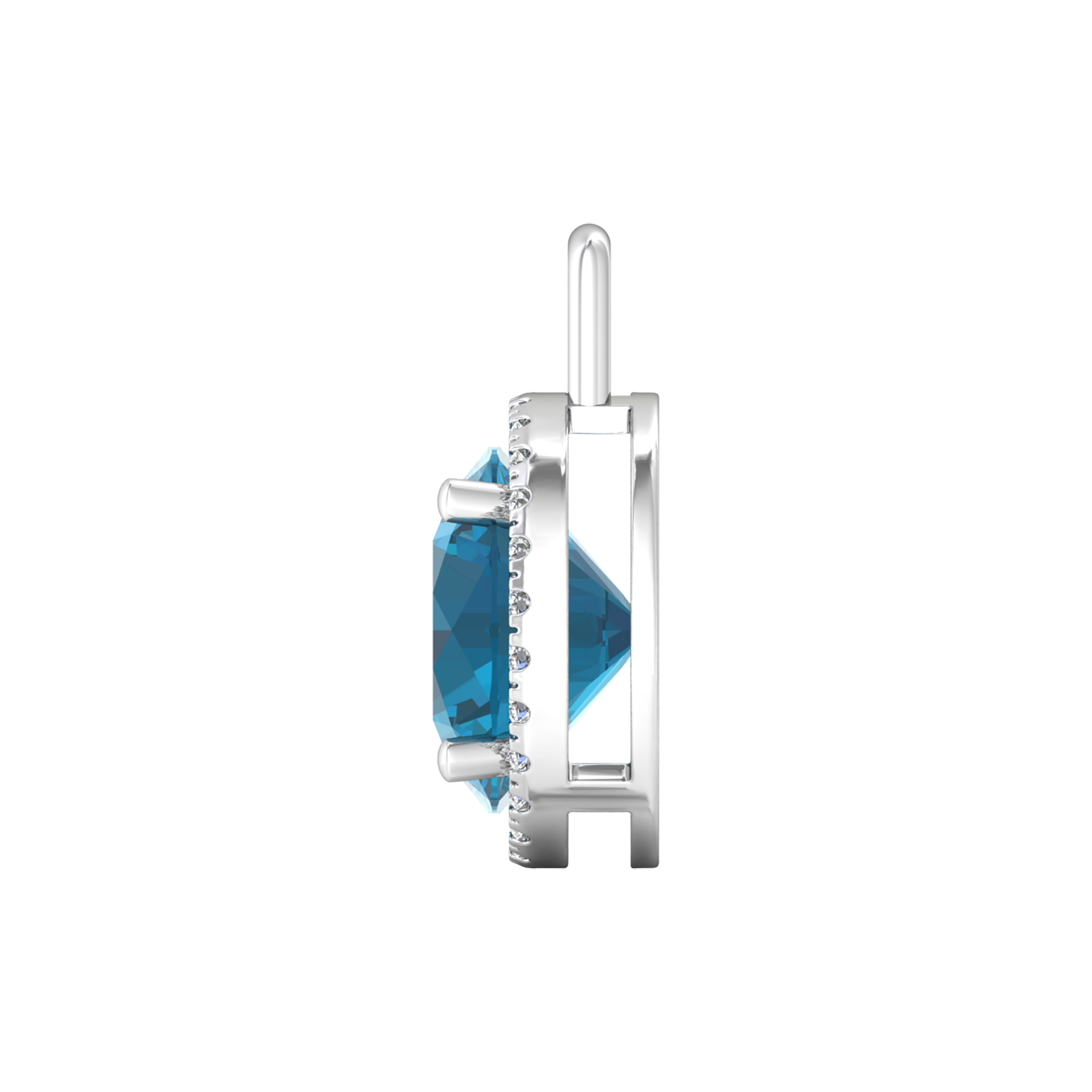 Nova diamond set pendant attachment set with a round London Blue Topaz Gardiner Brothers