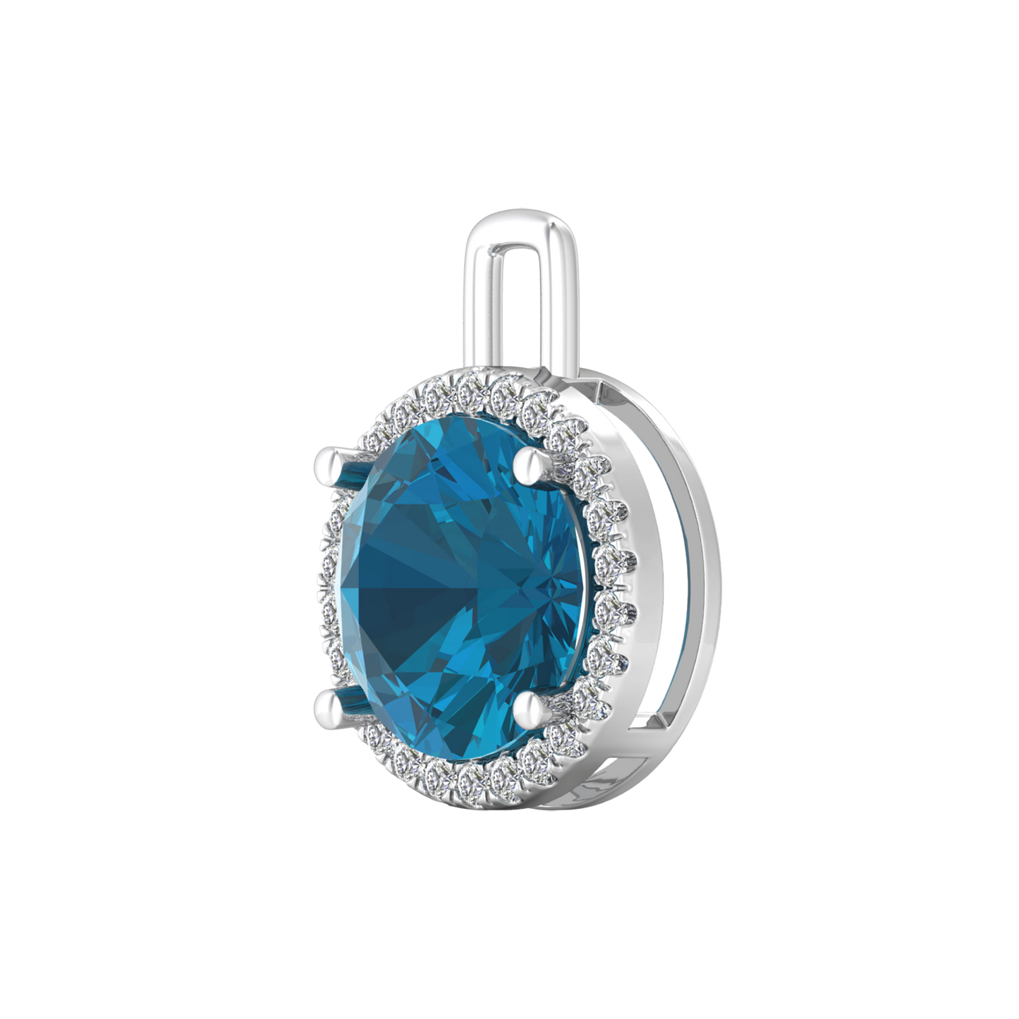 Nova diamond set pendant attachment set with a round London Blue Topaz Gardiner Brothers