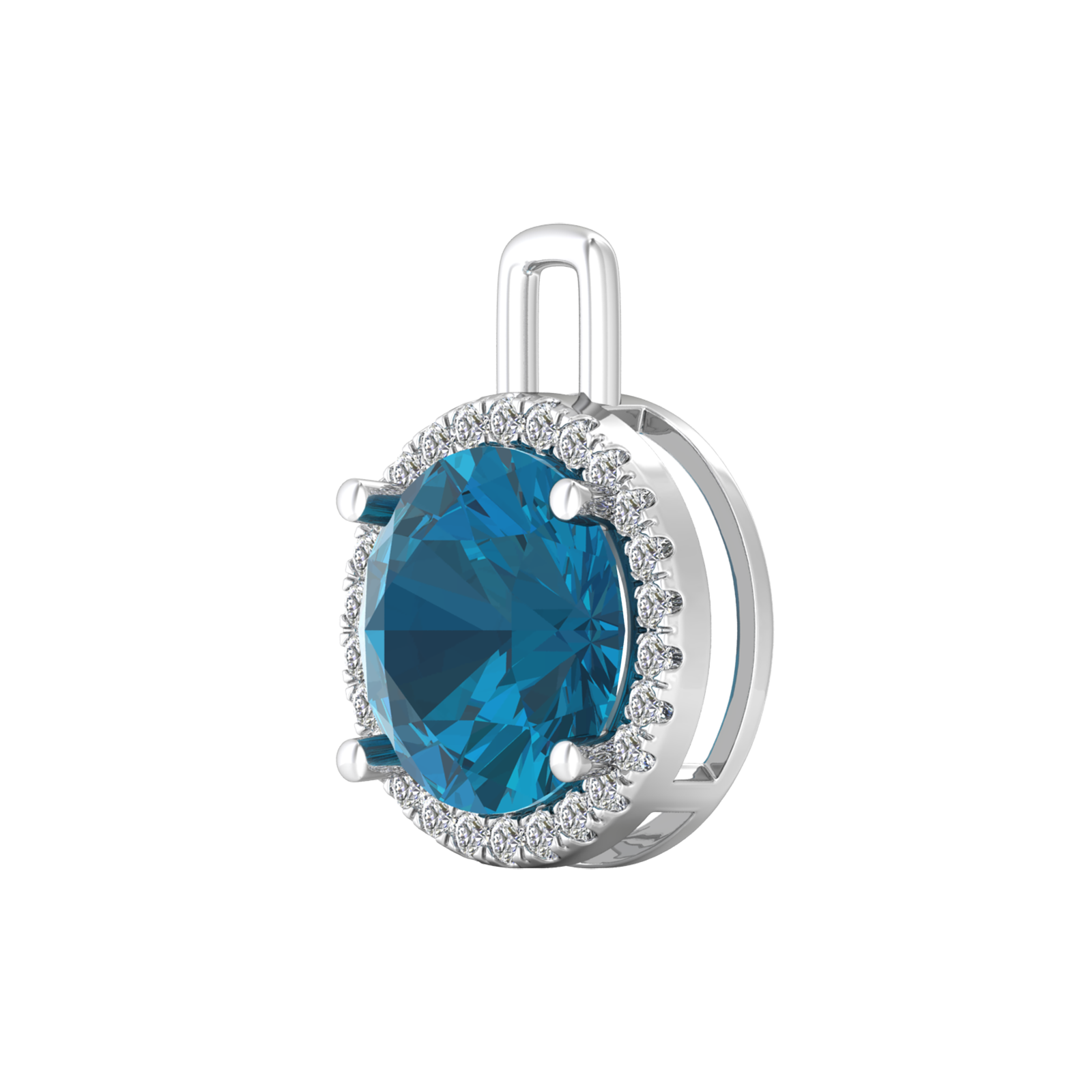 Nova diamond set pendant attachment set with a round London Blue Topaz Gardiner Brothers