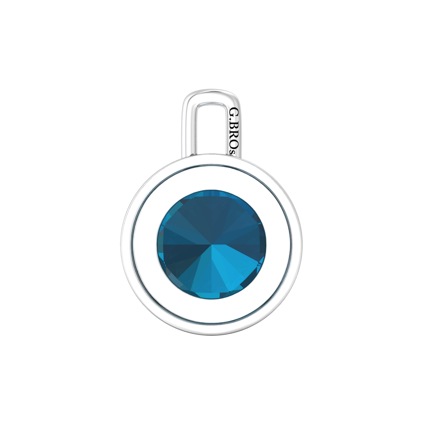 Nova diamond set pendant attachment set with a round London Blue Topaz Gardiner Brothers