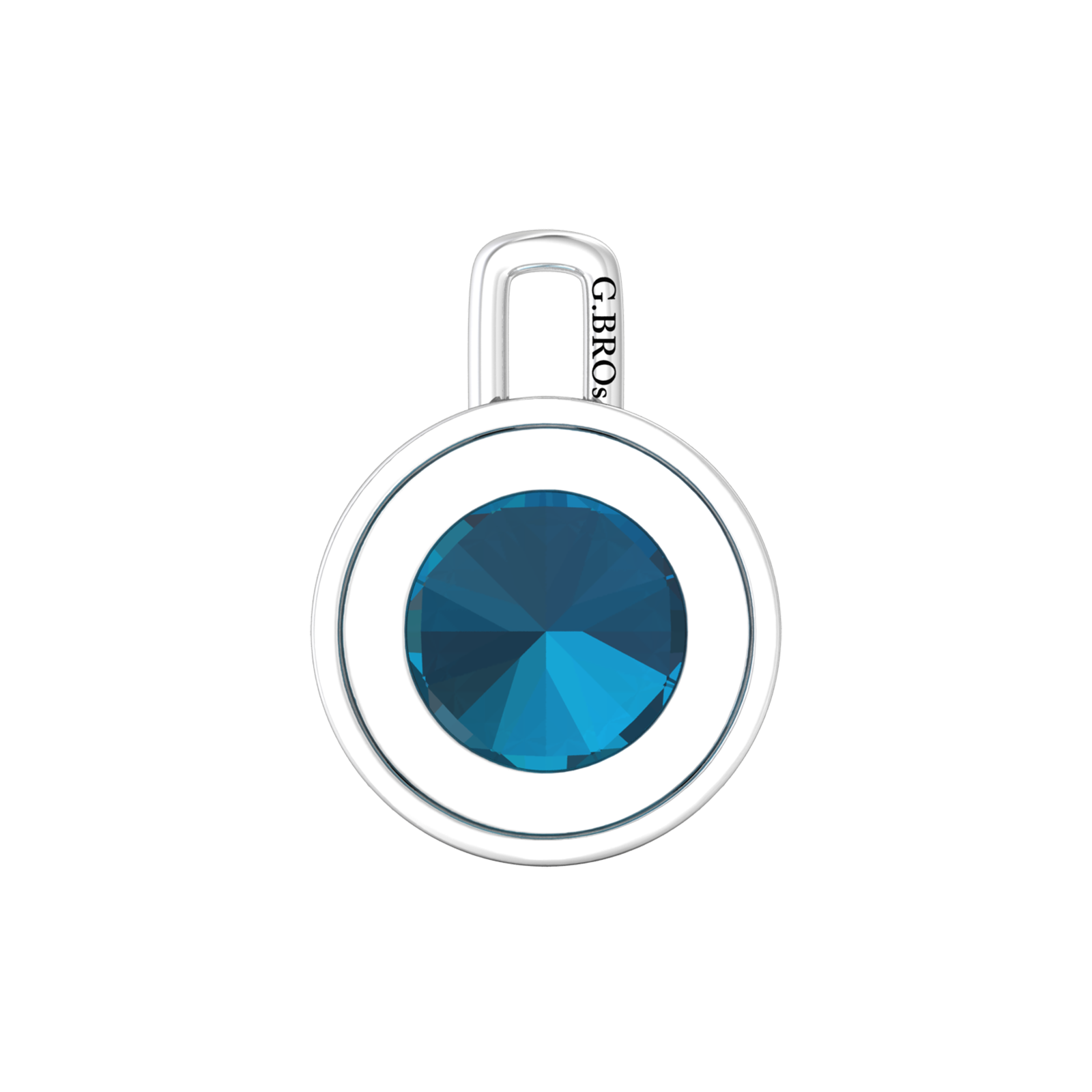 Nova diamond set pendant attachment set with a round London Blue Topaz Gardiner Brothers