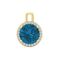 Nova diamond set pendant attachment set with a round London Blue Topaz Gardiner Brothers Yellow Gold