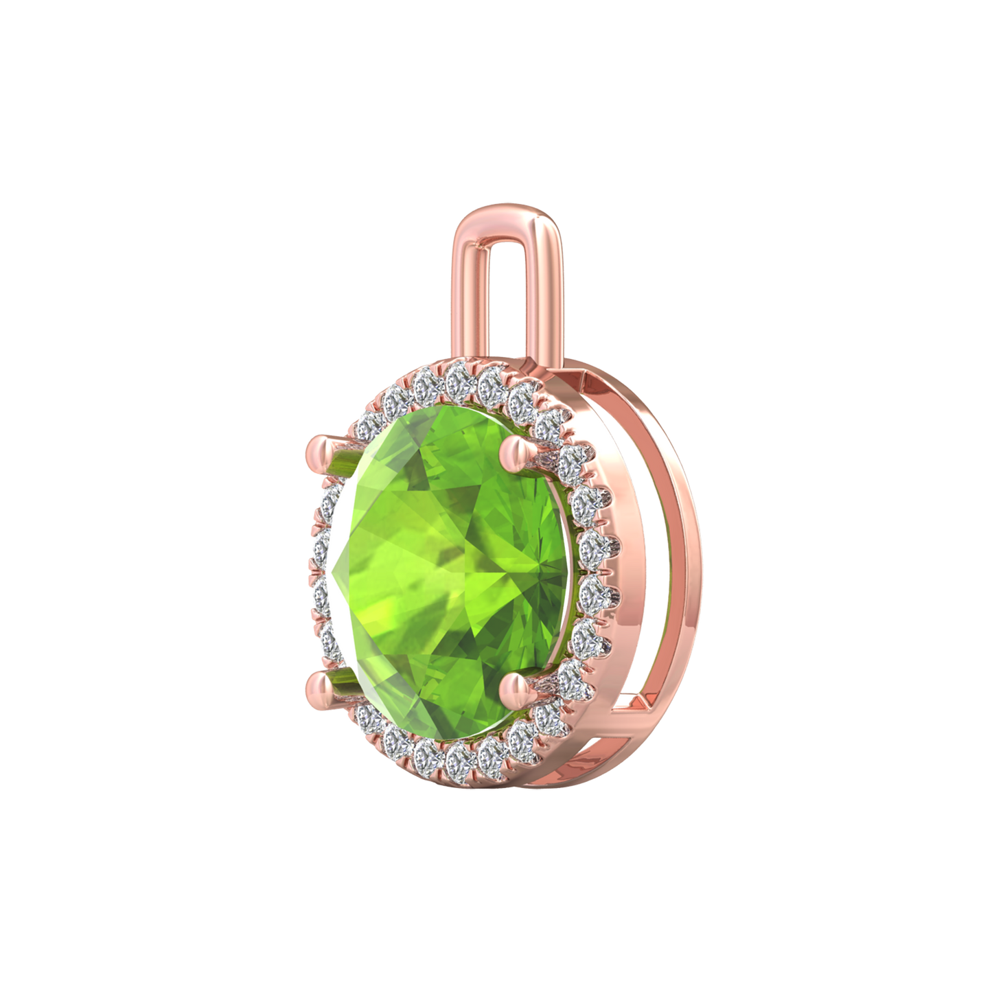 Nova diamond set pendant attachment set with a round Peridot Gardiner Brothers