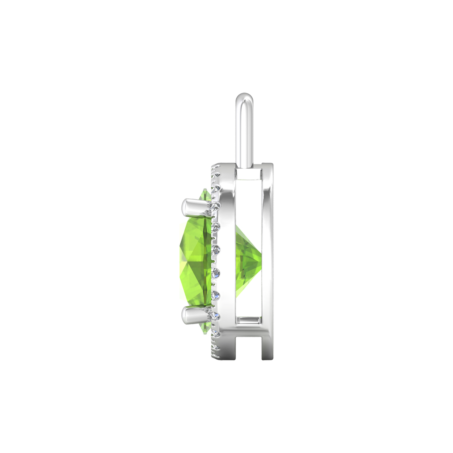 Nova diamond set pendant attachment set with a round Peridot Gardiner Brothers