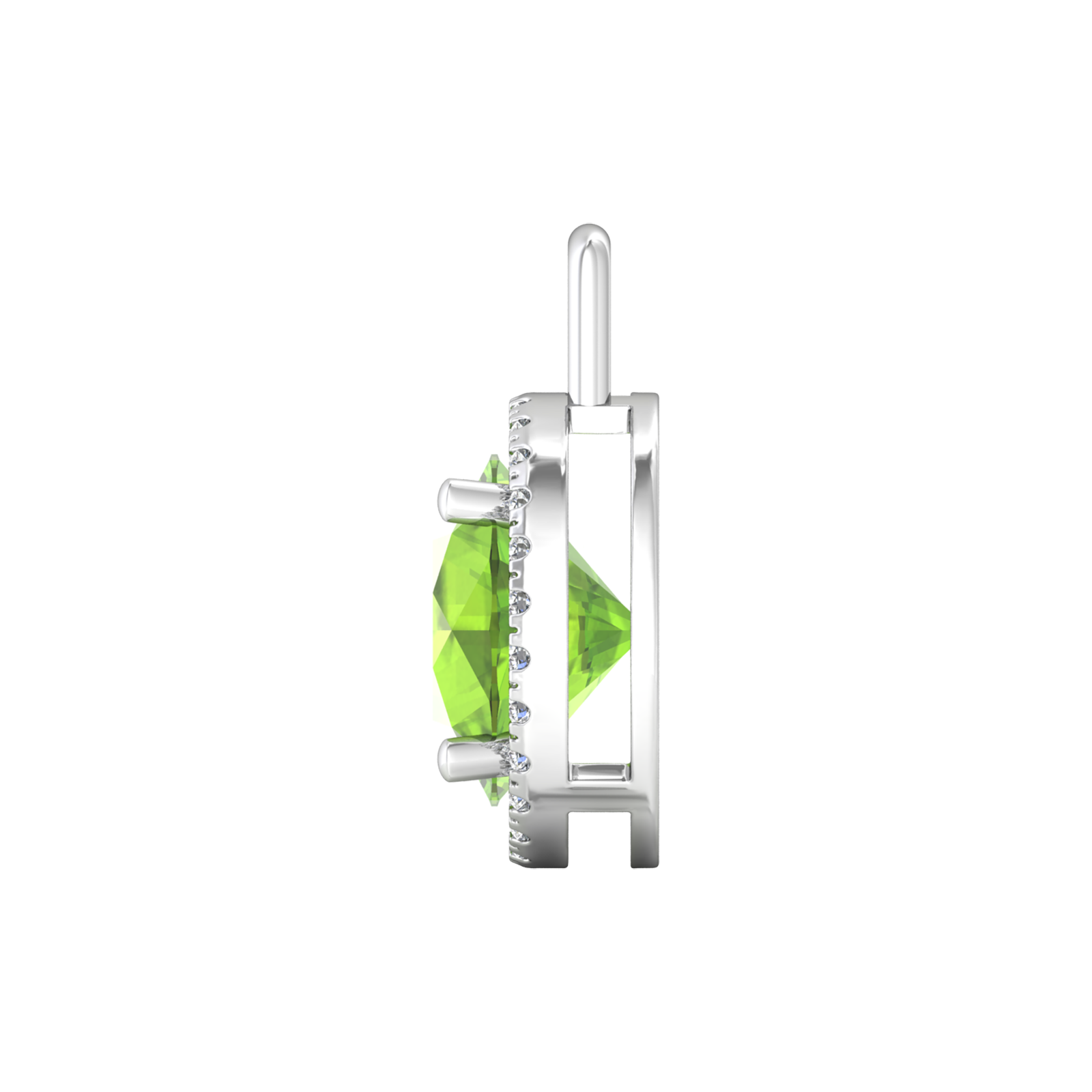 Nova diamond set pendant attachment set with a round Peridot Gardiner Brothers