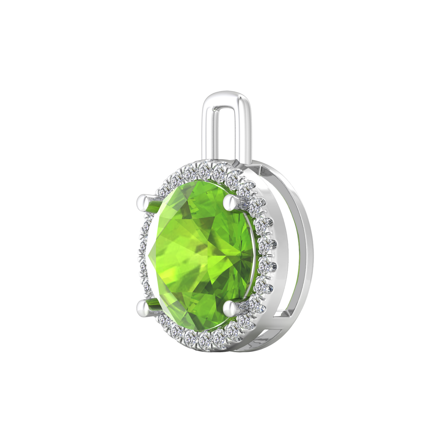 Nova diamond set pendant attachment set with a round Peridot Gardiner Brothers