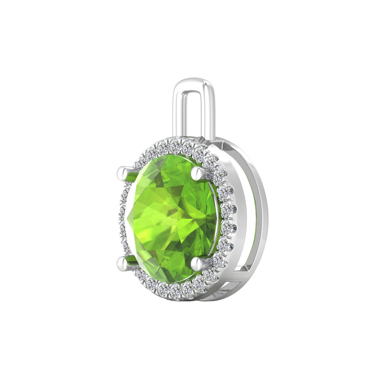 Nova diamond set pendant attachment set with a round Peridot Gardiner Brothers