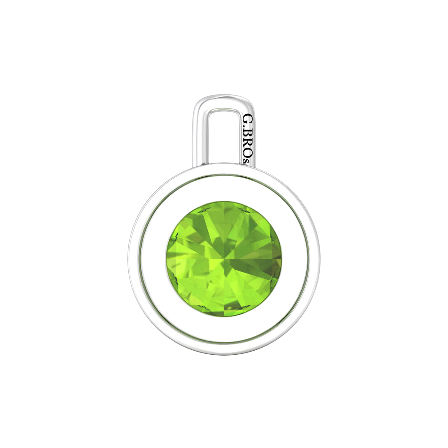 Nova diamond set pendant attachment set with a round Peridot Gardiner Brothers
