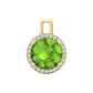 Nova diamond set pendant attachment set with a round Peridot Gardiner Brothers Yellow Gold