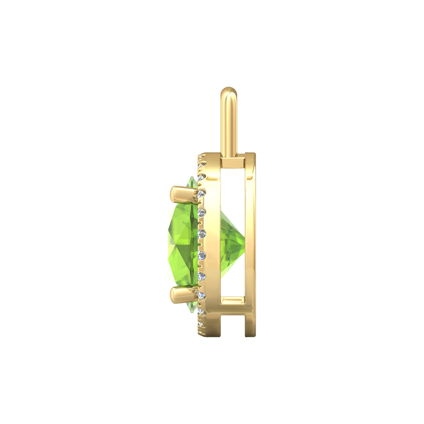 Nova diamond set pendant attachment set with a round Peridot Gardiner Brothers