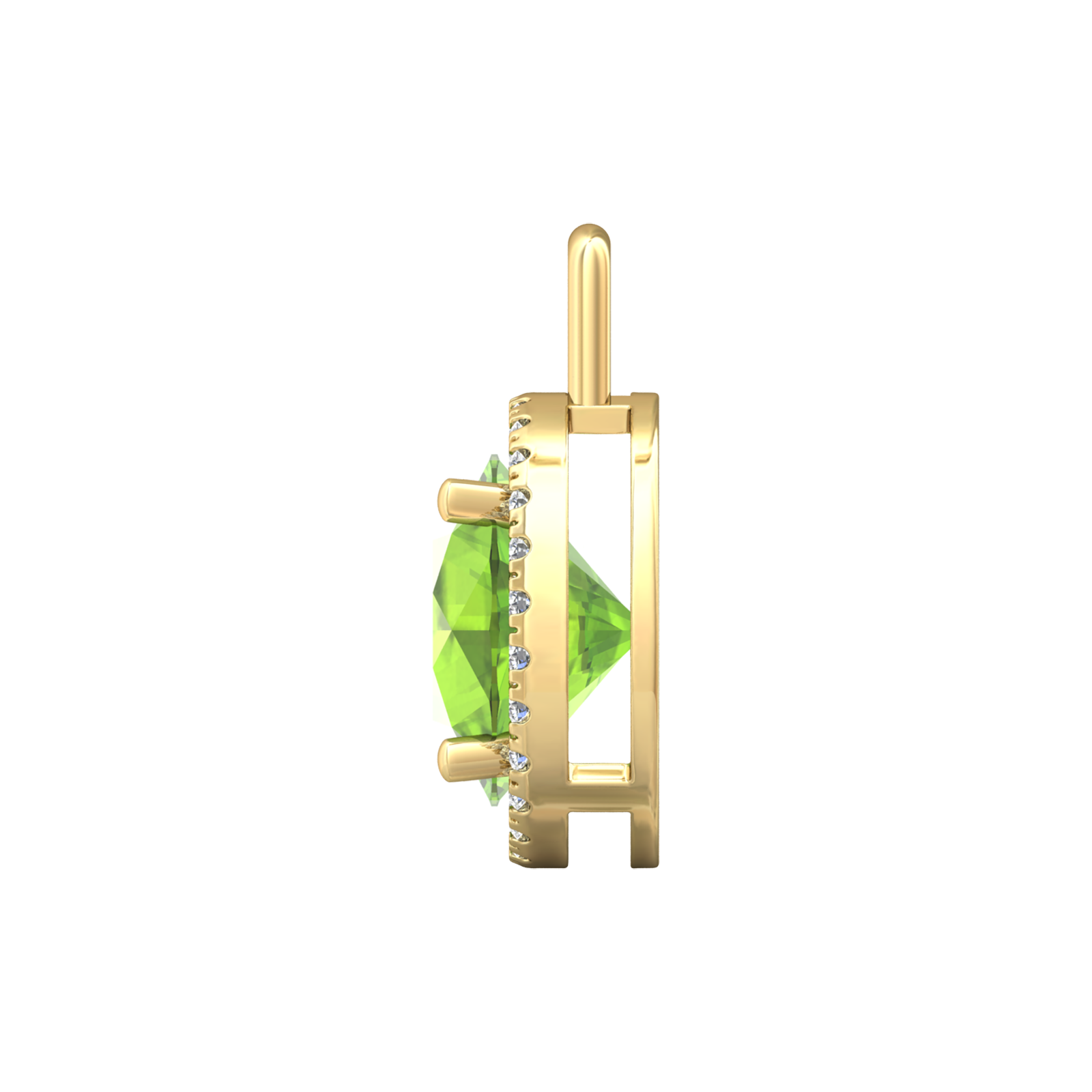 Nova diamond set pendant attachment set with a round Peridot Gardiner Brothers
