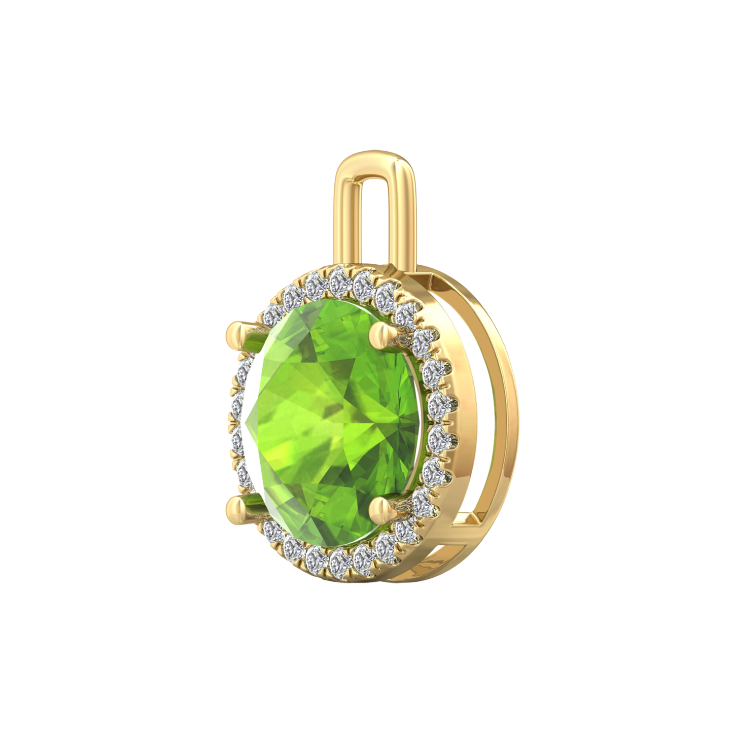 Nova diamond set pendant attachment set with a round Peridot Gardiner Brothers