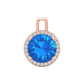 Nova diamond set pendant attachment set with a round Swiss Blue Topaz Gardiner Brothers Rose Gold
