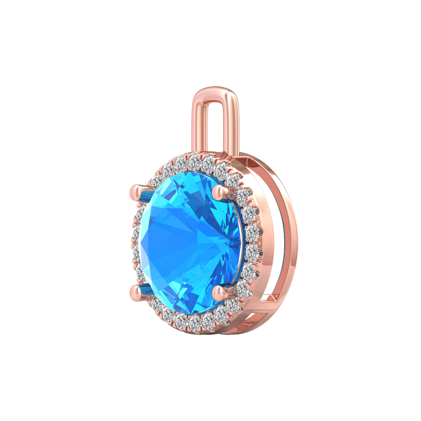 Nova diamond set pendant attachment set with a round Swiss Blue Topaz Gardiner Brothers
