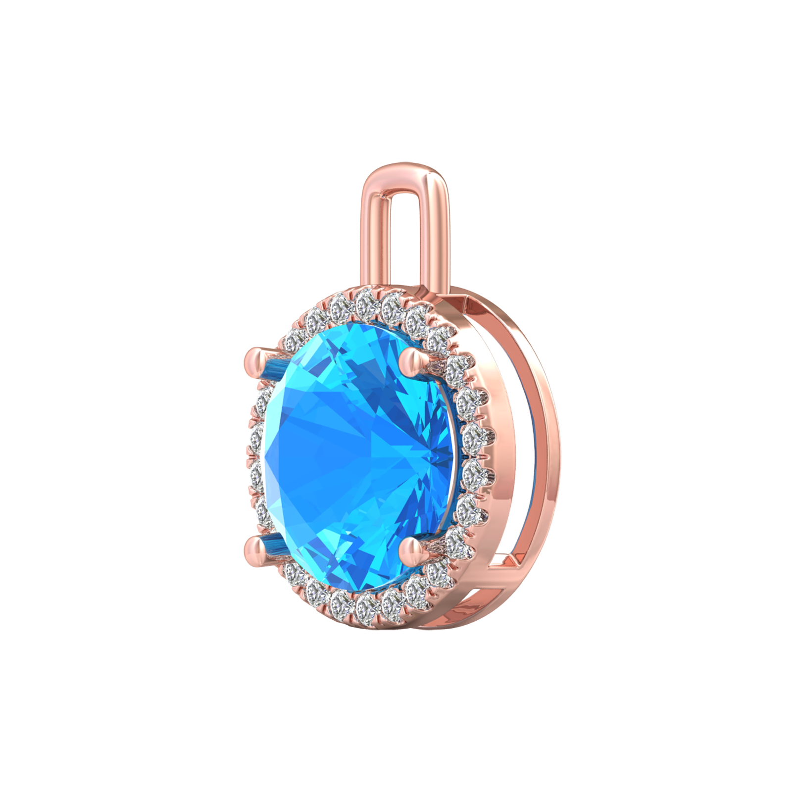 Nova diamond set pendant attachment set with a round Swiss Blue Topaz Gardiner Brothers