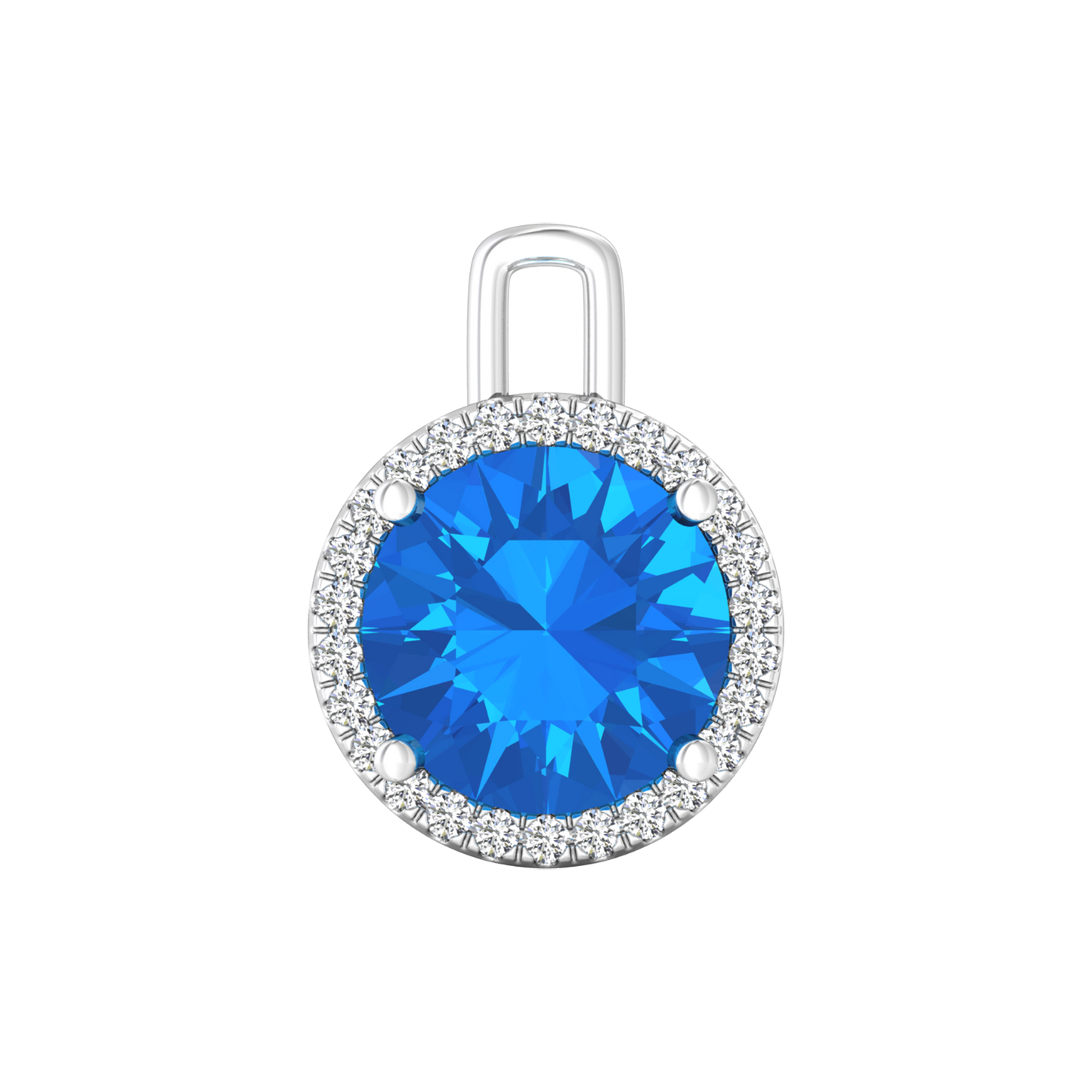 Nova diamond set pendant attachment set with a round Swiss Blue Topaz Gardiner Brothers White Gold