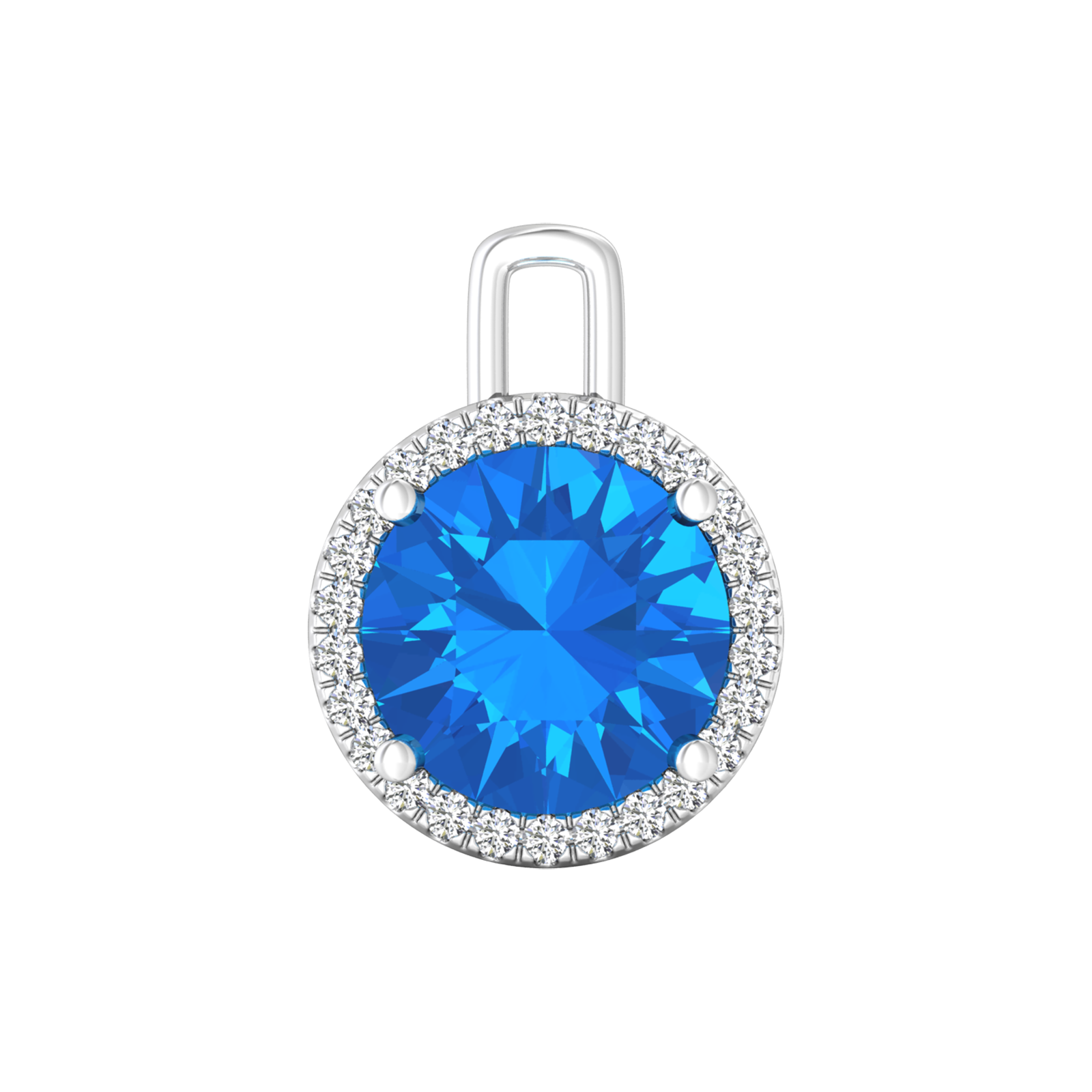Nova diamond set pendant attachment set with a round Swiss Blue Topaz Gardiner Brothers White Gold