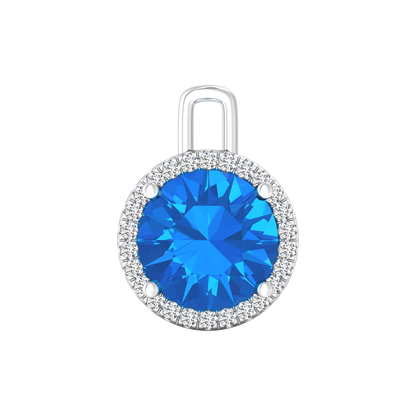 Nova diamond set pendant attachment set with a round Swiss Blue Topaz Gardiner Brothers White Gold