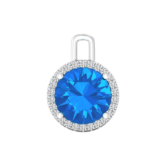 Nova diamond set pendant attachment set with a round Swiss Blue Topaz Gardiner Brothers White Gold