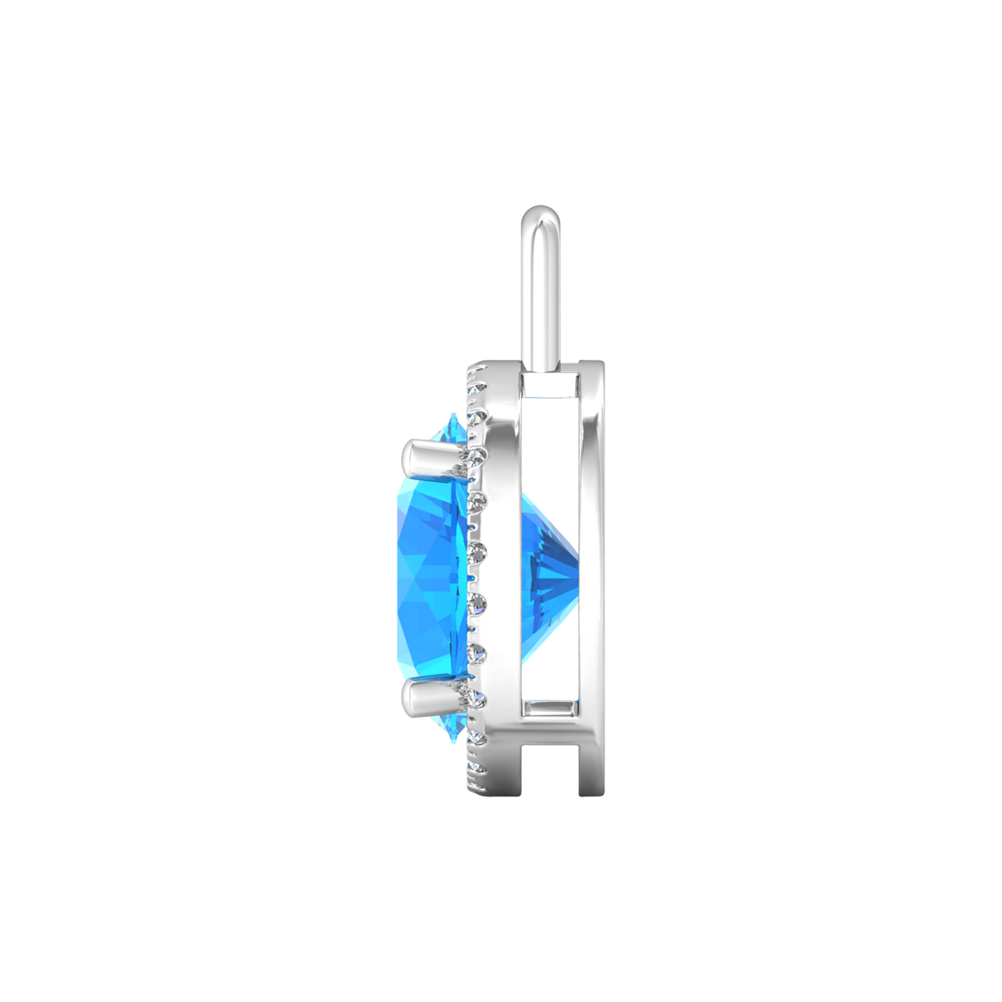 Nova diamond set pendant attachment set with a round Swiss Blue Topaz Gardiner Brothers