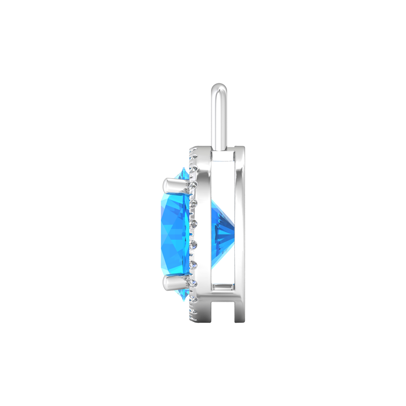 Nova diamond set pendant attachment set with a round Swiss Blue Topaz Gardiner Brothers