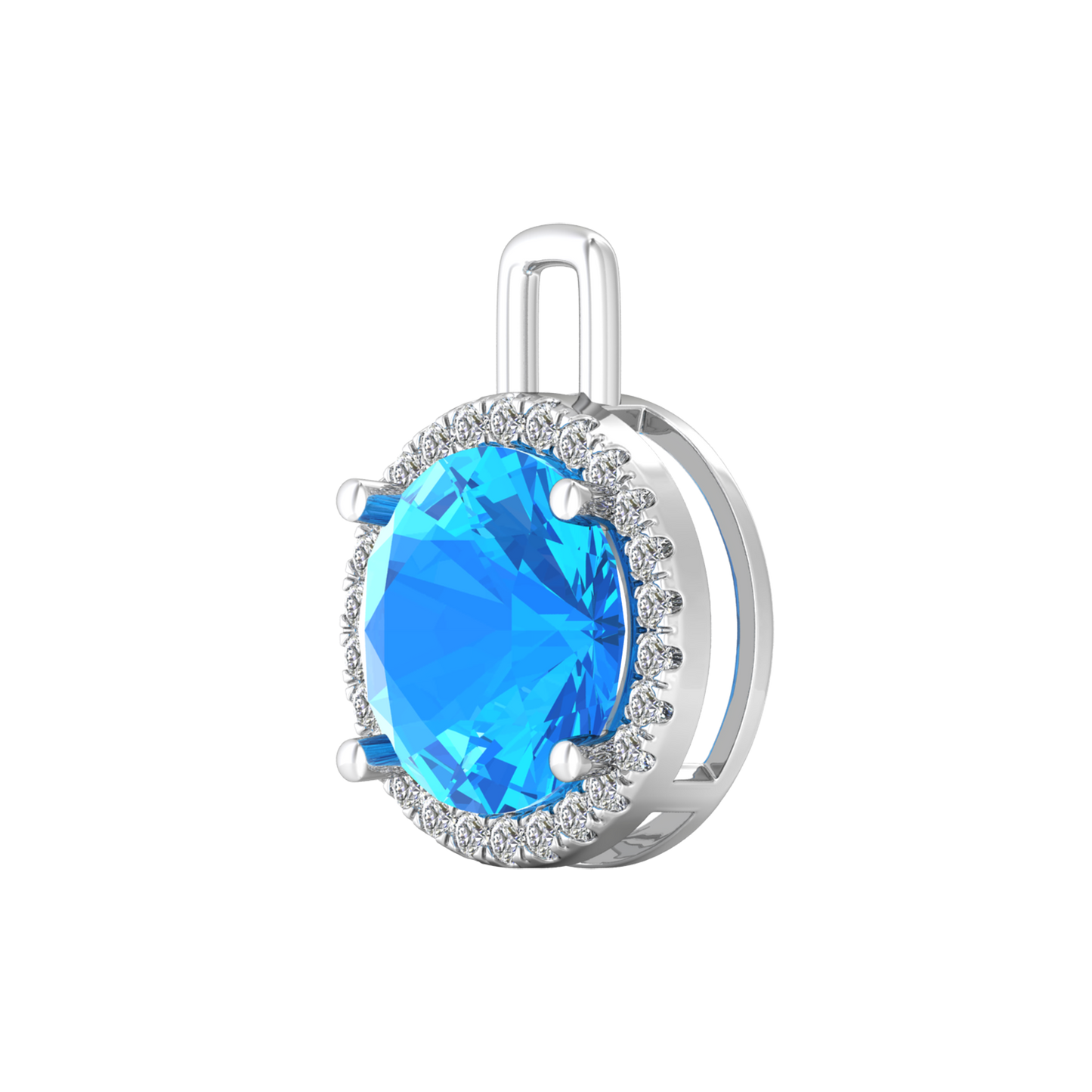Nova diamond set pendant attachment set with a round Swiss Blue Topaz Gardiner Brothers