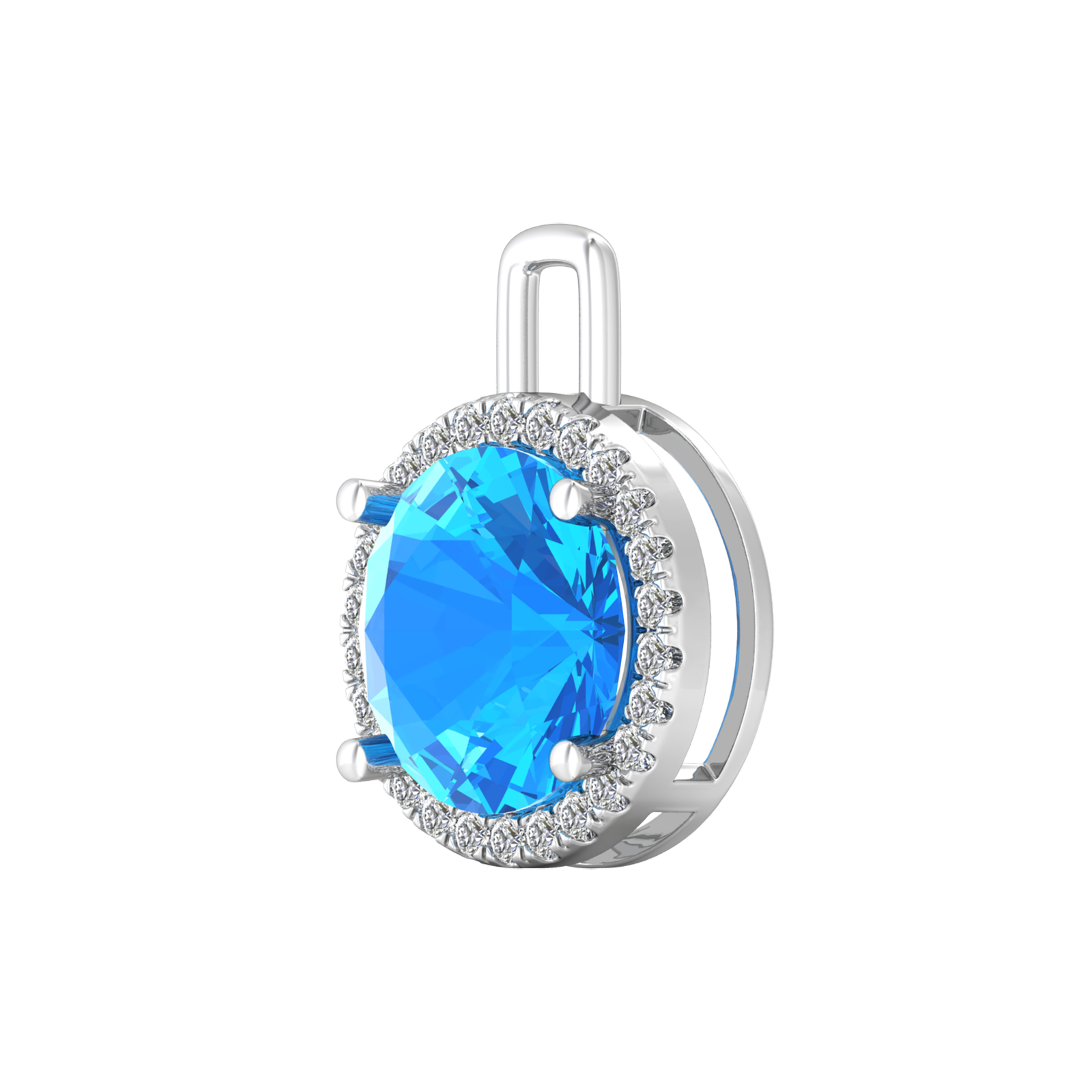 Nova diamond set pendant attachment set with a round Swiss Blue Topaz Gardiner Brothers