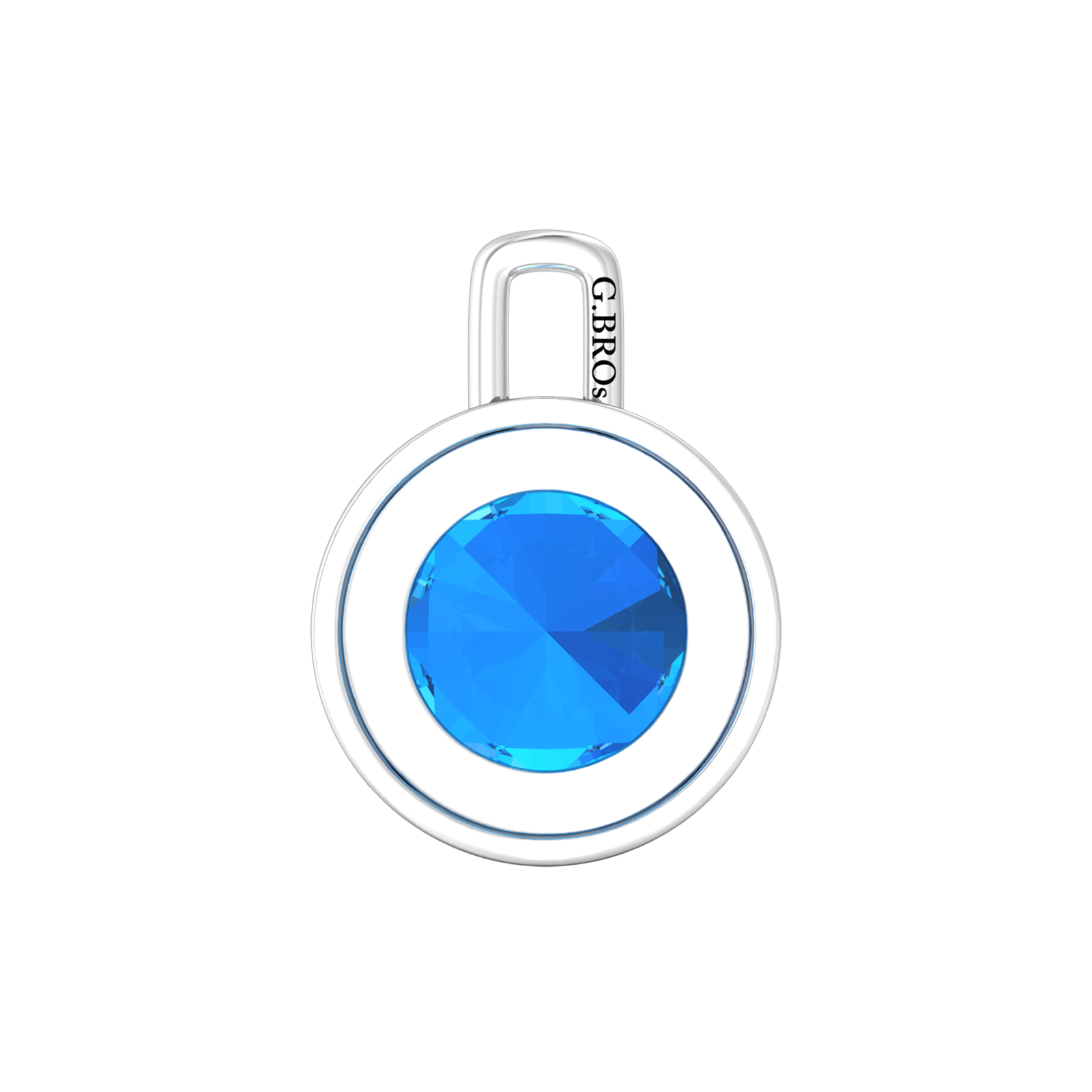 Nova diamond set pendant attachment set with a round Swiss Blue Topaz Gardiner Brothers