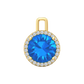 Nova diamond set pendant attachment set with a round Swiss Blue Topaz Gardiner Brothers Yellow Gold