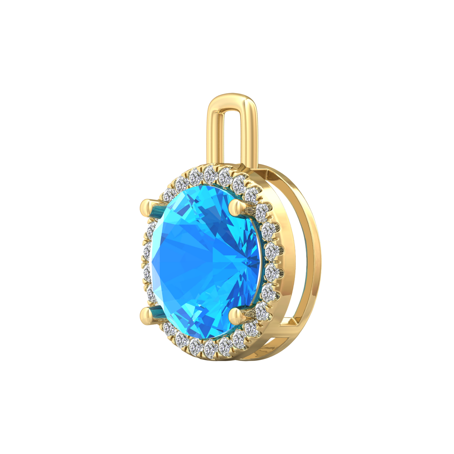 Nova diamond set pendant attachment set with a round Swiss Blue Topaz Gardiner Brothers