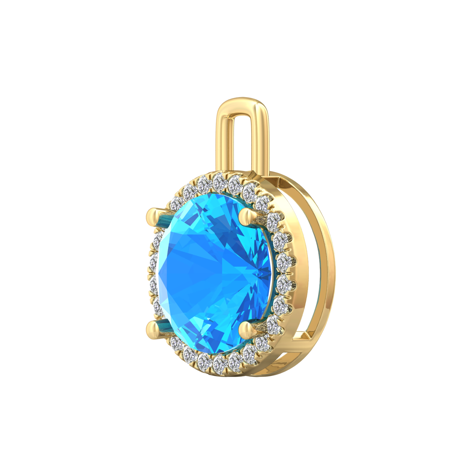 Nova diamond set pendant attachment set with a round Swiss Blue Topaz Gardiner Brothers
