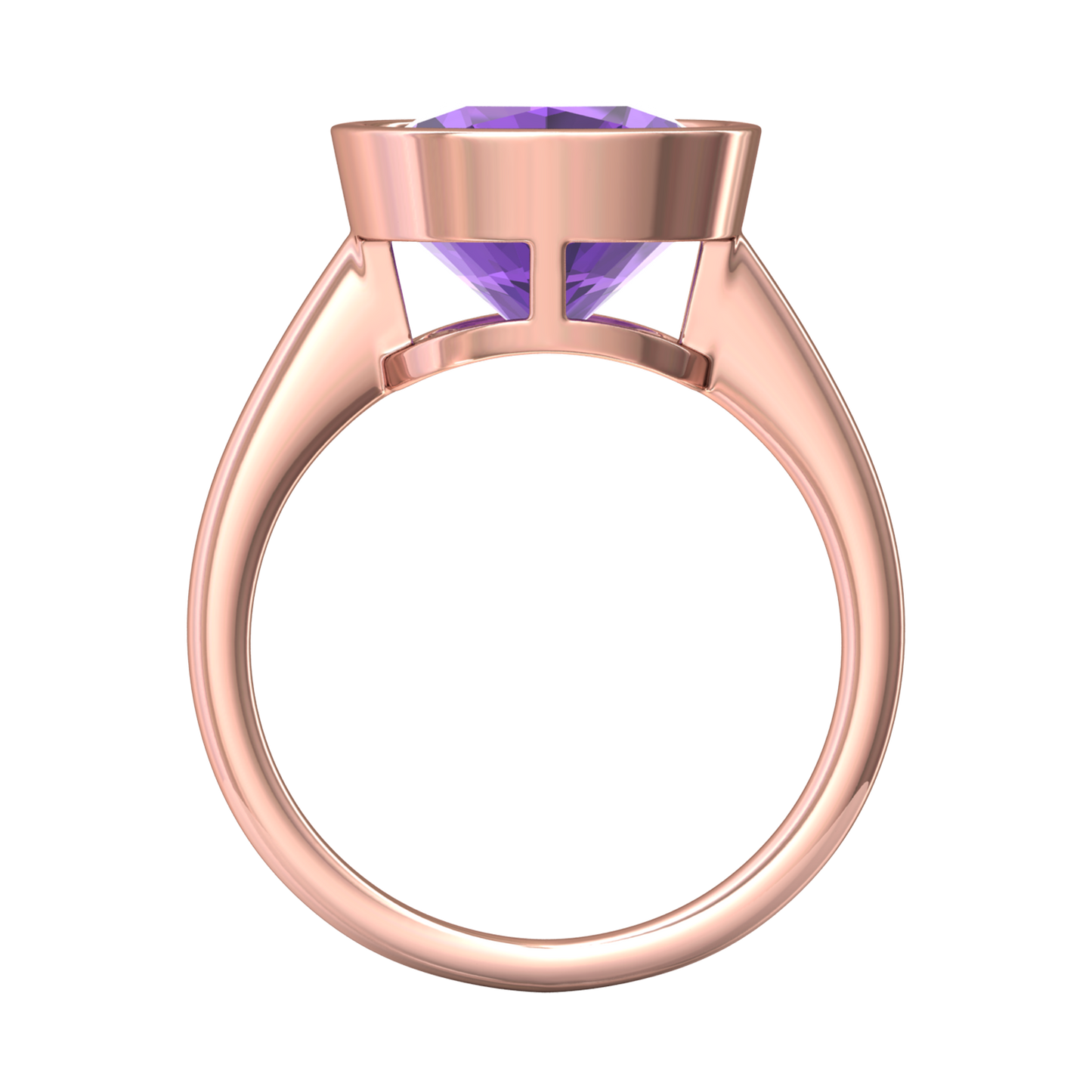 Nova cushion shaped Amethyst ring set in a plain bezel setting Gardiner Brothers